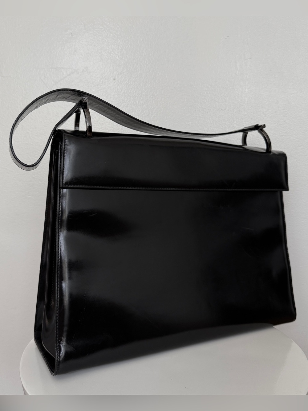 Salvatore Ferragamo Leather Tote Shoulder Bag Quiet Luxury 90s Vtg Minimalism